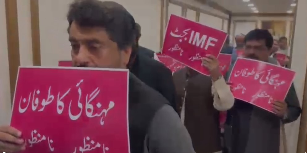 بجٹ تقریر کے دوران قومی اسمبلی کے اندر اور باہر احتجاج