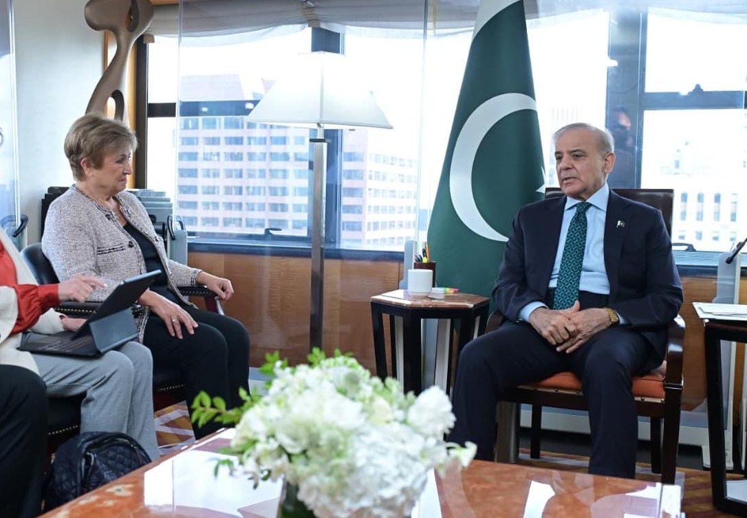 شہباز شریف کی آئی ایم ایف سربراہ سے ملاقات، معاشی اصلاحات جاری رکھنے کا عزم