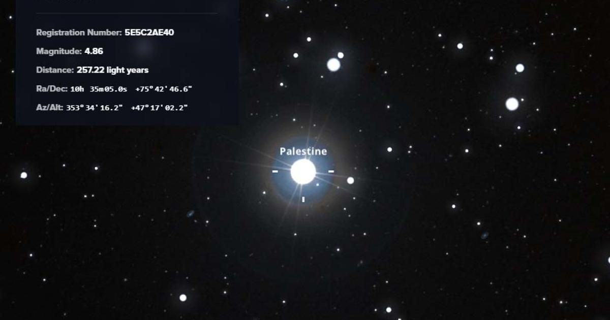 The shiny star within the sky was named ‘Palestine’