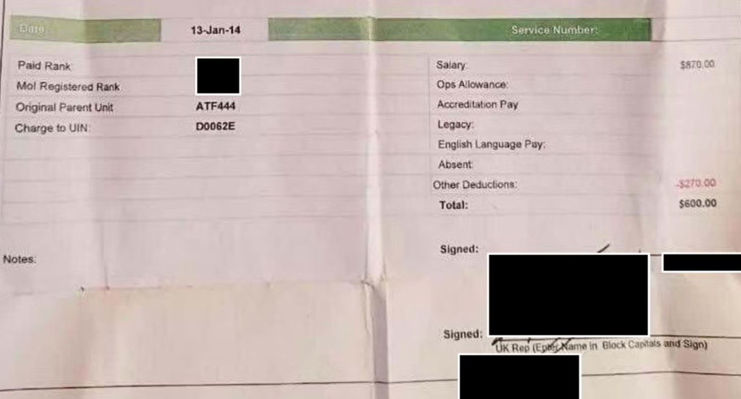 document provided by a former 444 soldier shows he received a salary that was signed off by a UK representative.jpg